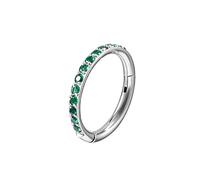 Mesnt Piercing Anello Titanio1 Pezzi 18G Anelli a Cerchio per Piercing al Naso Orecchini a cerchio con zirconi cubici verdi, Argento-verde, 1.0x10mm