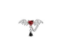 Mesnt Piercing Helix Donna1 Pezzi 20G Perline per Piercing al Naso a Forma di L Ali d'angelo e cuore in zirconi cubici in Acciaio Inossidabile, Rosso argento-Stile 10, 0.8x7mm
