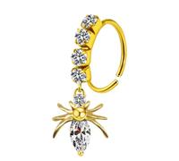 Mesnt Piercing Helix Orecchio1 Pezzi 20G Anelli a Cerchio per Piercing al Naso Cerchio e ragno con zirconi cubici in Acciaio Inossidabile, Oro Bianco-Stile 2, 0.8x8mm