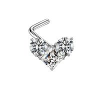Mesnt Piercing Helix OrecchioL1 Pezzi Perline per Piercing al Naso a Forma di L Cuore con zirconi cubici in Rame in Acciaio Inossidabile