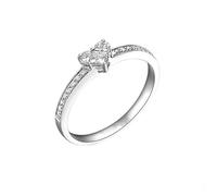 Mesnt Platino Anello di Fidanzamento da Donna Half Eternity Promise con Diamante a Forma di Cuore da 0,22 ct, Misura 13
