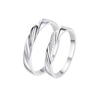 Mesnt VVS1-VVS2 - Anello di promessa in oro bianco 14K/18 K, per lui/lei, Nessuna pietra preziosa