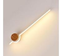 MESOVFCA Applique da Parete a LED in Legno Bianco Moderno, Stile Nordico Minimalista, con Striscia Lunga, per Bagno, corridoio, Comodino, Soggiorno (3 modalità Colore, 42 cm)