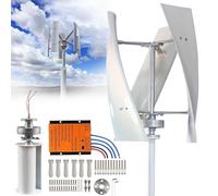 MESOVFCA Generatore Eolico Verticale 12V 24V 48V Kit Completo, 3 Pale, turbina eolica da 8000 W con regolatore MPPT, per terrazza, Camper, Chalet, Barca, 24 V