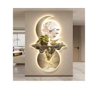 MESOVFCA Paesaggio 3D Decorazione da parete con orologio Nove Pesci Immagine Decorazione d'ingresso Pittura con montagne, alberi e cervi Decorazione orientale Sculture da parete per la stanza