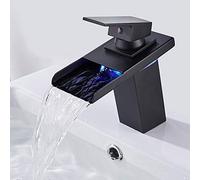 MESOVFCA Rubinetto per lavabo Moderno, Solo Acqua Fredda, Nero/Argento, per Bagno, da Incasso, per Hotel, in Ottone (Tipo 2 Nero)