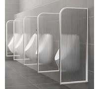 MESOVFCA Schermo divisorio per orinatoio da Uomo a Parete - Vetro temperato e deflettore in Acciaio Inossidabile - Divisorio Ideale per orinatoio per scuole, Bar, Hotel - 1 Pezzo (Bianco)