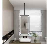 MESOVFCA Specchio a soffitto a LED, Specchio da Bagno Quadrato sospeso con 3 Colori e luci dimmerabili, Adatto per casa o Hotel (Nero, 50x90 cm)