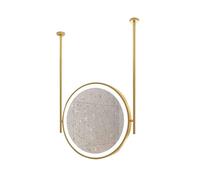 MESOVFCA Specchio da Bagno Rotondo a soffitto con Illuminazione a LED dimmerabile a 3 Colori, Ideale per la casa o Gli Hotel (Oro, 50x50 cm)