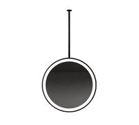 MESOVFCA Specchio Rotondo bifacciale da Bagno a soffitto con luci a LED, Illuminazione Regolabile a 3 Colori, antiappannamento Rotante (Asta Appendiabiti Personalizzabile) (Oro, 40x40 cm)