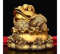 MESOVFCA Statua di rospo in Rame Puro, Feng Shui, Raffigurante Una Rana Che prospera in un'attività Commerciale. Decorazione Decorativa per Ufficio, casa, Artigianato, Regali di Apertura.
