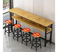 MESOVFCA Tavolo da bar rettangolare industriale in legno massello, tavolo lungo contro il muro per la casa per spazi ristretti soggiorno cucina isola tavolo da bar robusto telaio in metallo senza