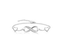 Mesovor Bracciale a Maglie Infinity in Oro/Argento da Donna, Bracciale a Cuore Regolabile con Ciondolo Placcato in Oro 18 Carati, Regalo per le Amiche Della Mamma (Argento)