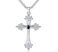 Mesovor Collane Croce in Argento per Donna, Regali di Gioielli con Ciondolo a Forma di Croce di Fede Regolabile con Dio Benedetto (iris)