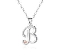 Mesovor Collane in Argento Sterling 925 per Donna, Delicata Collana con Nome Iniziale e Cuore in Oro Rosa, Regali di Gioielli per Fmiglia, Madre, Sorella, Figlia, Moglie (Lettera-B)