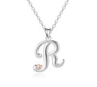 Mesovor Collane in Argento Sterling 925 per Donna, Delicata Collana con Nome Iniziale e Cuore in Oro Rosa, Regali di Gioielli per Fmiglia, Madre, Sorella, Figlia, Moglie (Lettera-R)
