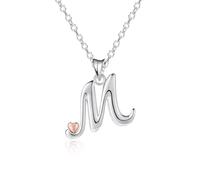 Mesovor Collane in Argento Sterling 925 per Donna, Delicata Collana con Nome Iniziale e Cuore in Oro Rosa, Regali di Gioielli per Fmiglia, Madre, Sorella, Figlia, Moglie (Lettera-M)