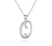 Mesovor Collane in Argento Sterling 925 per Donna, Delicata Collana con Nome Iniziale e Cuore in Oro Rosa, Regali di Gioielli per Fmiglia, Madre, Sorella, Figlia, Moglie (Lettera-O)