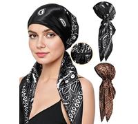 Mesovor Copricapo chemio da donna, 2 pezzi, sciarpa pre-legata, sciarpa per cancro per la perdita dei capelli, turbante morbido per avvolgere la testa, Anacardi stampa leopardata, Taglia unica