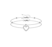 Mesovor Delicati Bracciali a Forma di Cuore in Argento per Donne e Ragazze, Braccialetti a Strati Regolabili Placcati in Argento Sterling, Regali per le Amiche Mamme (Amore)