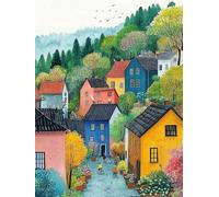 Mesribandy 5D Diamond Art Painting Kit Completo Casa colorata DIY Pittura Diamante con Numeri Cristallo Strass Artigianato per Decorazione Parete Casa 50x70 cm