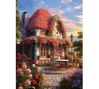 Mesribandy 5D Diamond Art Painting Kit Completo Casa dei fiori DIY Pittura Diamante con Numeri Cristallo Strass Artigianato per Decorazione Parete Casa 50x70 cm