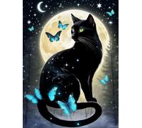 Mesribandy 5D Diamond Art Painting Kit Completo Gatto farfalla DIY Pittura Diamante con Numeri Cristallo Strass Artigianato per Decorazione Parete Casa 50x70 cm