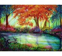Mesribandy 5D Diamond Art Painting Kit Completo Paesaggio di stagno DIY Pittura Diamante con Numeri Cristallo Strass Artigianato per Decorazione Parete Casa 40x50 cm