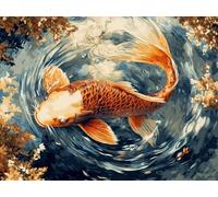 Mesribandy Kit Pittura Diamante 5D Carpa koi DIY Diamond Painting Kit Completo Paint by Numbers per Bambini, Decorazione Casa quadri con perline 50x70 cm