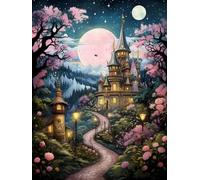 Mesribandy Kit Pittura Diamante 5D Castello delle fiabe DIY Diamond Painting Kit Completo Paint by Numbers per Bambini, Decorazione Casa quadri con perline 50x70 cm