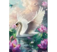 Mesribandy Kit Pittura Diamante 5D Cigno DIY Diamond Painting Kit Completo Paint by Numbers per Bambini, Decorazione Casa quadri con perline 40x50 cm