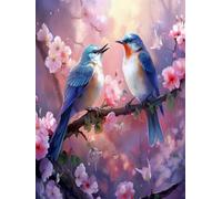 Mesribandy Kit Pittura Diamante 5D Due uccelli DIY Diamond Painting Kit Completo Paint by Numbers per Bambini, Decorazione Casa quadri con perline 50x70 cm