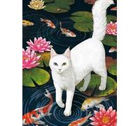 Mesribandy Kit Pittura Diamante 5D Gatto loto DIY Diamond Painting Kit Completo Paint by Numbers per Bambini, Decorazione Casa quadri con perline 50x70 cm