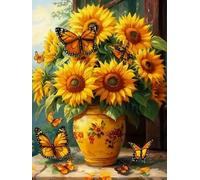Mesribandy Kit Pittura Diamante 5D Girasoli DIY Diamond Painting Kit Completo Paint by Numbers per Bambini, Decorazione Casa quadri con perline 50x70 cm