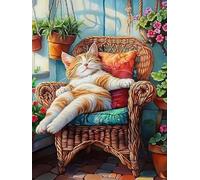 Mesribandy Kit Pittura Diamante 5D Piccolo gatto pigro DIY Diamond Painting Kit Completo Paint by Numbers per Bambini, Decorazione Casa quadri con perline 50x70 cm
