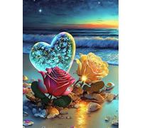 Mesribandy Kit Pittura Diamante 5D Spiaggia dei fiori di cristallo DIY Diamond Painting Kit Completo Paint by Numbers per Bambini, Decorazione Casa quadri con perline 40x50 cm