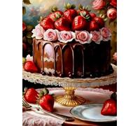 Mesribandy Kit Pittura Diamante 5D Torta alla frutta DIY Diamond Painting Kit Completo Paint by Numbers per Bambini, Decorazione Casa quadri con perline 40x50 cm