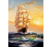 Mesribandy Kit Pittura Diamante 5D Veliero DIY Diamond Painting Kit Completo Paint by Numbers per Bambini, Decorazione Casa quadri con perline 40x50 cm