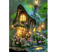 Mesribandy Timbrato punto croce Kits fai da te Pre-Stampato ricamo Starter Kit per i Principianti 50x70 cm Casa delle fiabe (ricamo artigianale 11CT)