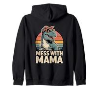 Mess with Mama Funny T Rex Dinosaur Mama Retro Felpa con Cappuccio