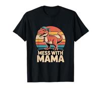 Mess with Mama Funny T Rex Dinosaur Mama Retro Maglietta