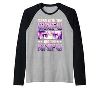 Mess with The Waifu Get The Knifu Cute Anime Girl Maglia con Maniche Raglan