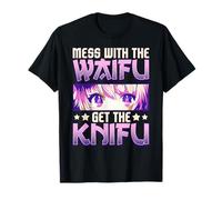 Mess With The Waifu Get The Knifu Cute Anime Girl Maglietta