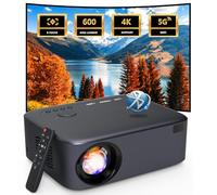 【Messa a fuoco elettrica/Correzione trapezoidale】 Proiettore Intelligente Full HD 1080P, 4K supporto, 600 ANSI WiFi Bluetooth con Altoparlanti Integrati, Home Theater da 300" per Smartphone/HDMI/USB