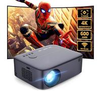 [Messa a fuoco elettrica/correzione trapezoidale/zoom] Proiettore 4K Supporta 600ANSI WiFi6 Bluetooth a due vie, proiettore video nativo 1080P Home Theatre, compatibile con smartphone/TV