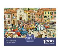 Messa domenicale sovrappessante nel Villaggio della Toscana Puzzle in Legno Impermeabile DIY Puzzles Da 1000 Pezzi Regali Per Adulti Sfidanti E Rompicapo Per Decorazioni Domestiche