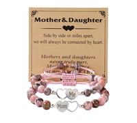 Message Bracciale 2 Nonna Gioielli Cuore "Mamma e me", regolabile, decorato con perline, per rafforzare i legami familiari e regalare come regalo. San Valentino E Bracciale Diversi Anelli Elastici, A