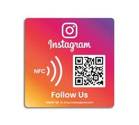 MESSAGENES | Adesivo Instagram QR e NFC Riutilizzabile | 1 Unità Quadrata | QR Code Instagram NFC | Accessori Bancone Negozio | Configurare en Casa | Follow su Instagram | Materiale Premium