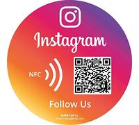 MESSAGENES | Adesivo Instagram QR e NFC Riutilizzabile | 1 Unità Rotonda | QR Code Instagram NFC | Accessori Bancone Negozio | Configurare en Casa | Follow su Instagram | Materiale Premium