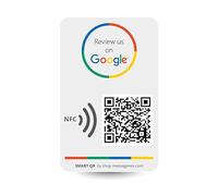 MESSAGENES | Adesivo Recensioni QR Google + NFC Riutilizzabile | 1 Unità 8,6 x 5,5 cm | Accessori Bancone Negozio | NFC Google Recensione QR | Configurare en Casa | Adesivi Personalizzati per Attività